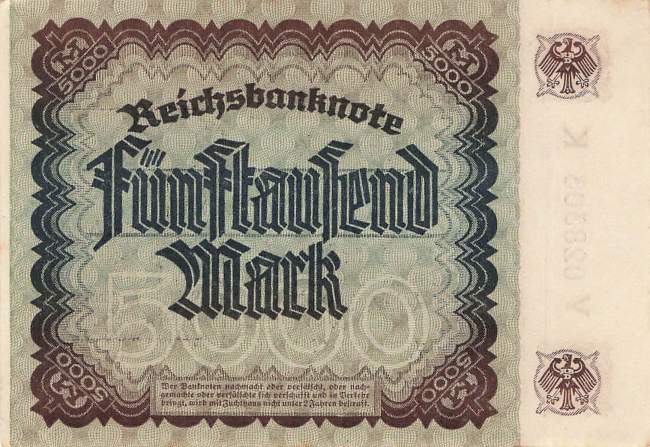5000 Mark  ro.80c K 1922 XF